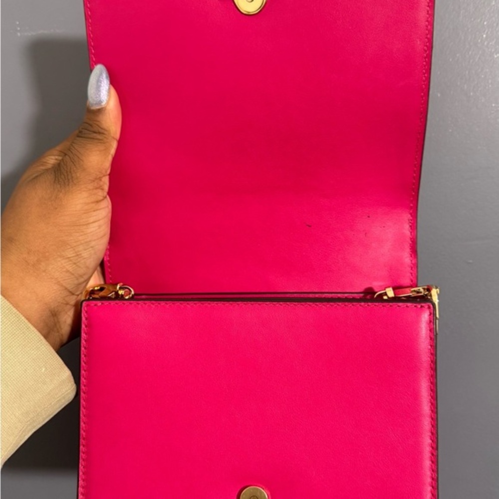 Michael‎ Kors Fuchsia Floral Jade Gusset Leather Crossbody Bag - Picture 4 of 10